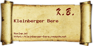 Kleinberger Bere névjegykártya